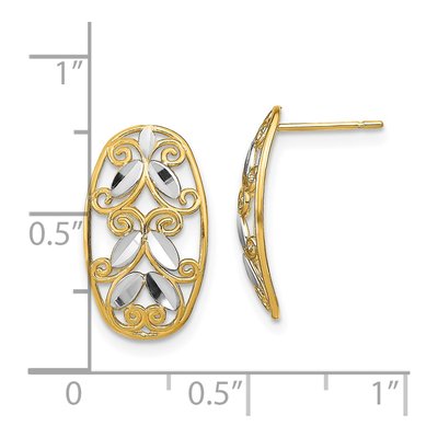 14K Yellow Gold Oval Filigree Dangle Earrings – view 5