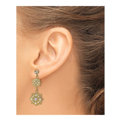 14K Yellow Gold Filigree Floral Dangle Earrings – view 4
