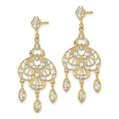 14K Yellow Gold Diamond-Cut Chandelier Earrings – view 3