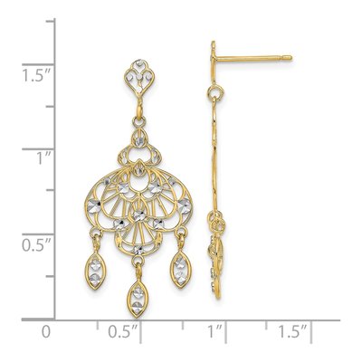 14K Yellow Gold Diamond-Cut Chandelier Earrings – view 5