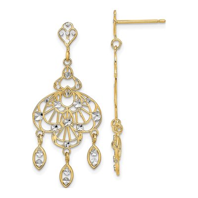14K Yellow Gold Diamond-Cut Chandelier Earrings