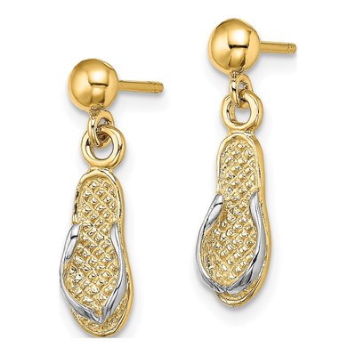 14K Yellow Gold Flip-Flop Dangle Earrings – view 3