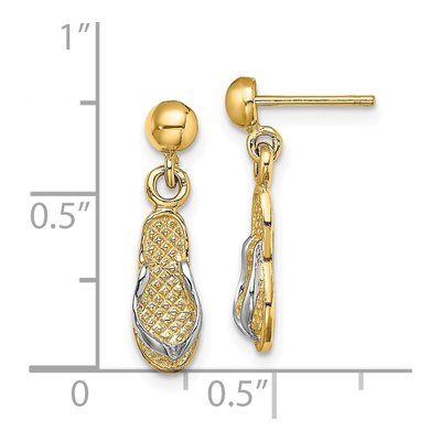14K Yellow Gold Flip-Flop Dangle Earrings – view 5