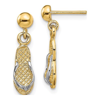 14K Yellow Gold Flip-Flop Dangle Earrings