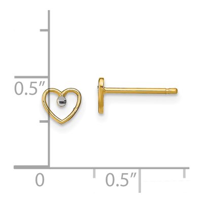 14K Yellow Gold Diamond-Cut Heart Stud Earrings – view 5