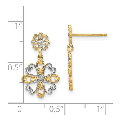 14K Yellow Gold Heart Petal Dangle Earrings – view 5