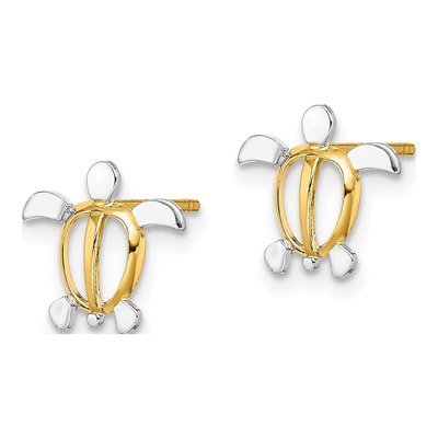 14K Yellow Gold Sea Turtle Stud Earrings – view 3