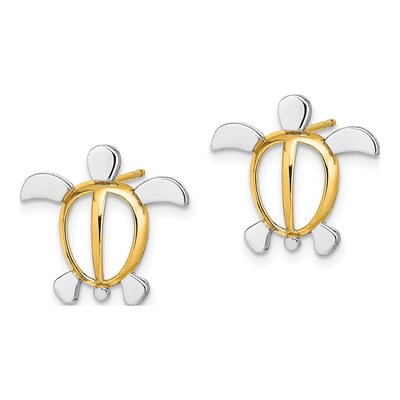 14K Yellow Gold Sea Turtle Stud Earrings – view 3