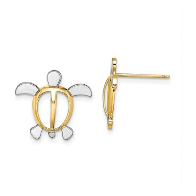 14K Yellow Gold Sea Turtle Stud Earrings
