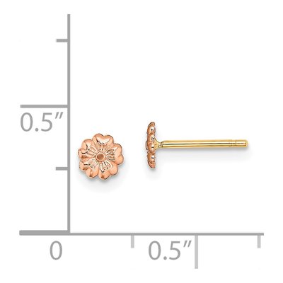 14K Two-Tone Gold Flower Button Stud Earrings – view 4