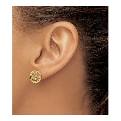 14K Yellow Gold Tree of Life Filigree Stud Earrings – view 4