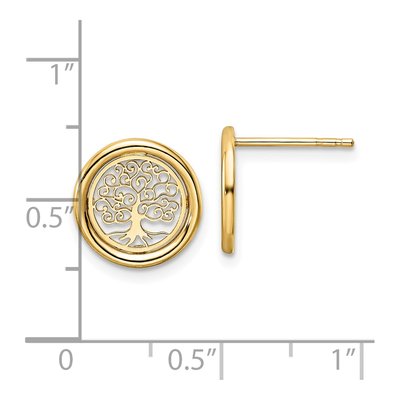 14K Yellow Gold Tree of Life Filigree Stud Earrings – view 5