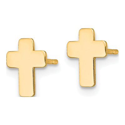 14K Yellow Gold Cross Stud Earrings – view 3