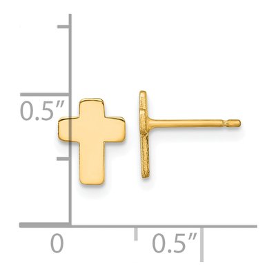 14K Yellow Gold Cross Stud Earrings – view 5
