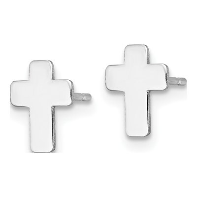 14K White Gold Cross Stud Earrings – view 3