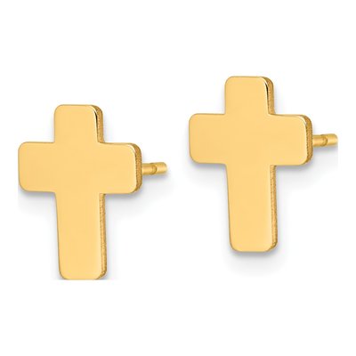 14K Yellow Gold Cross Stud Earrings – view 3