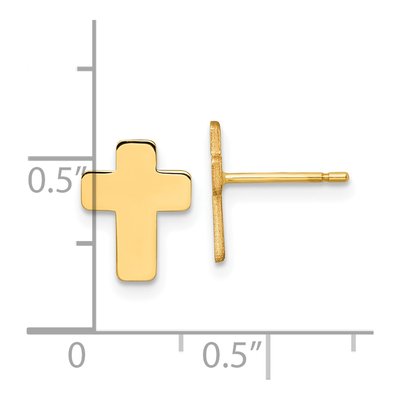 14K Yellow Gold Cross Stud Earrings – view 5