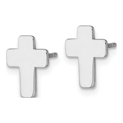 14K White Gold Cross Stud Earrings – view 3