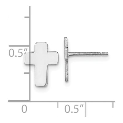 14K White Gold Cross Stud Earrings – view 5