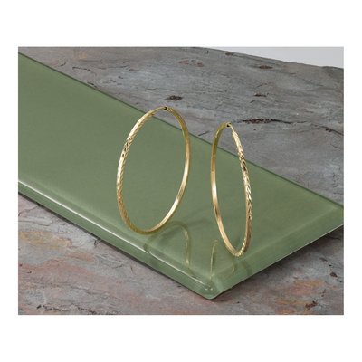 14K Yellow Gold 45mm Diamond-Cut Endless Hoop Earrings – view 5