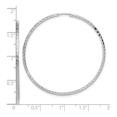 14K White Gold 45mm Diamond-Cut Endless Hoop Earrings – view 4