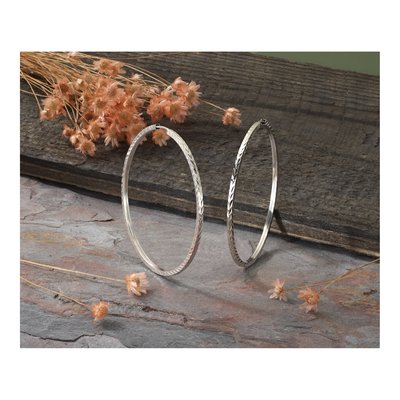 14K White Gold 45mm Diamond-Cut Endless Hoop Earrings – view 5
