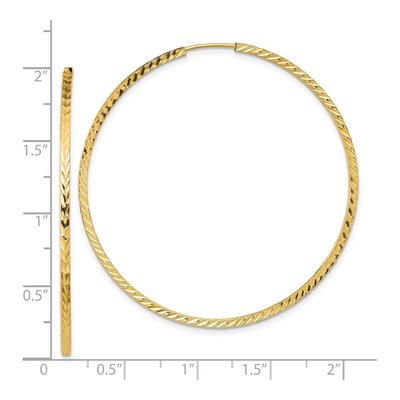 14K Yellow Gold 50mm Diamond-Cut Endless Hoop Earrings – view 5