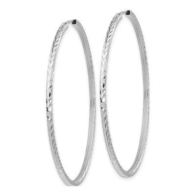 14K White Gold 50mm Diamond-Cut Endless Hoop Earrings – view 3