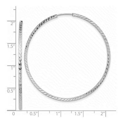 14K White Gold 50mm Diamond-Cut Endless Hoop Earrings – view 5