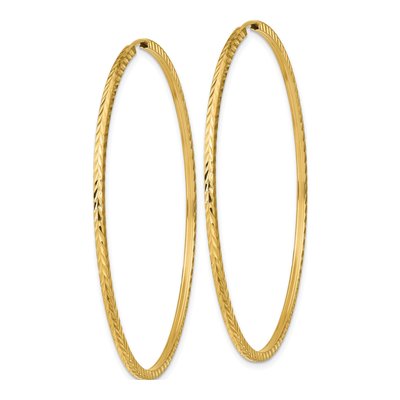 14K Yellow Gold 55mm Diamond-Cut Endless Hoop Earrings – view 3