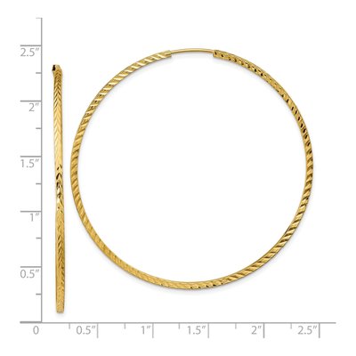 14K Yellow Gold 55mm Diamond-Cut Endless Hoop Earrings – view 5