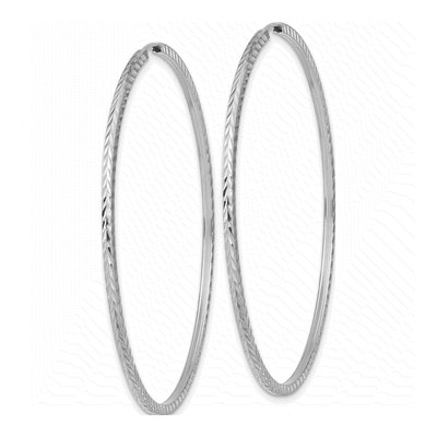 14K White Gold 55mm Diamond-Cut Endless Hoop Earrings – view 3