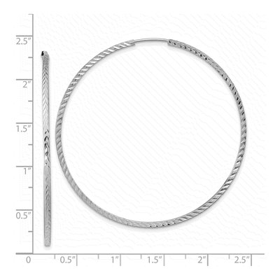 14K White Gold 55mm Diamond-Cut Endless Hoop Earrings – view 5