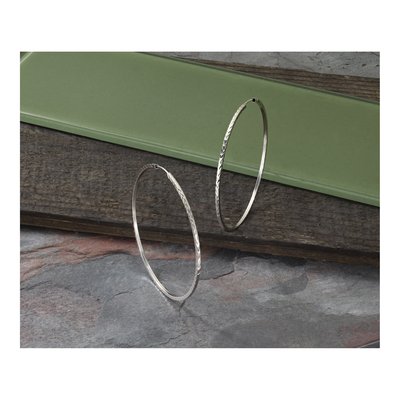 14K White Gold 55mm Diamond-Cut Endless Hoop Earrings – view 6