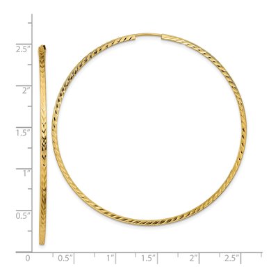 14K Yellow Gold 60mm Diamond-Cut Endless Hoop Earrings – view 5