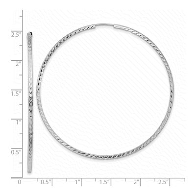 14K White Gold 60mm Diamond-Cut Endless Hoop Earrings – view 5