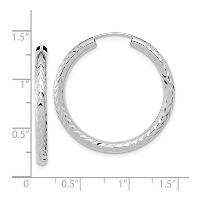 14K White Gold 30mm Diamond-Cut Endless Hoop Earrings – view 5