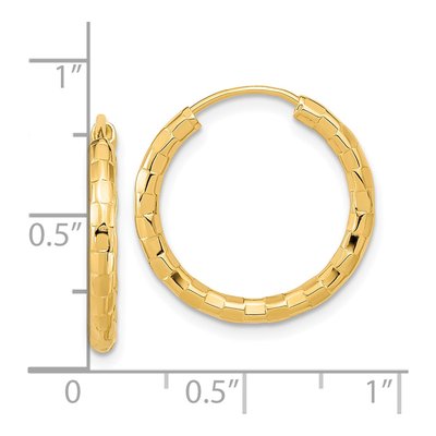 14K Yellow Gold 20mm Faceted Tube Hoop Earrings – view 5