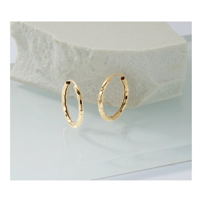 14K Yellow Gold 20mm Faceted Tube Hoop Earrings – view 6