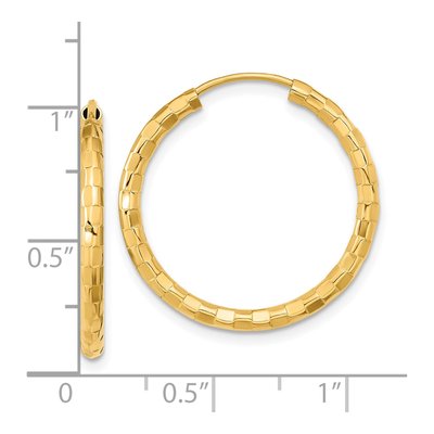 14K Yellow Gold 25mm Faceted Tube Hoop Earrings – view 5