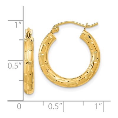 14K Yellow Gold Diamond-Cut Hoop Earrings – view 5
