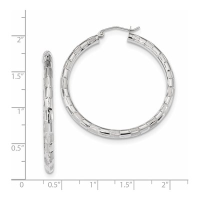 14K White Gold 42mm Diamond-Cut Hoop Earrings – view 5