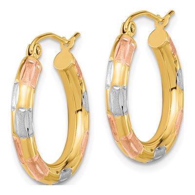 14K Yellow Gold Diamond-Cut Hoop Earrings – view 2