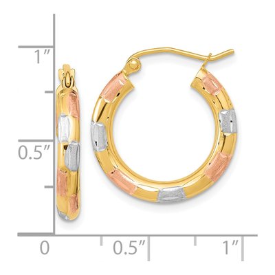 14K Yellow Gold Diamond-Cut Hoop Earrings – view 4