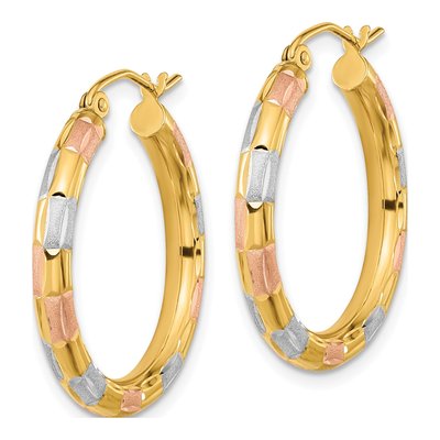 14K Yellow Gold Diamond-Cut Hoop Earrings – view 3