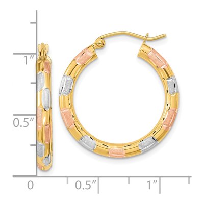 14K Yellow Gold Diamond-Cut Hoop Earrings – view 5