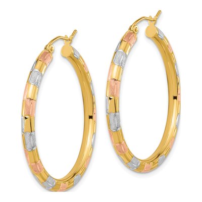 14K Yellow Gold Diamond-Cut Hoop Earrings – view 2
