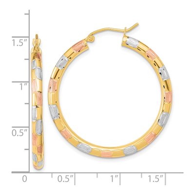 14K Yellow Gold Diamond-Cut Hoop Earrings – view 4