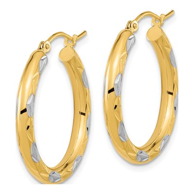 14K Yellow Gold 27mm Diamond-Cut Hoop Earrings – view 3
