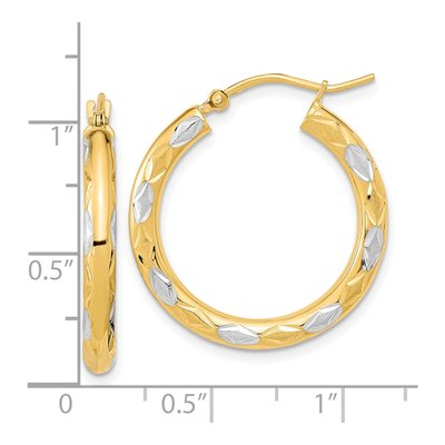 14K Yellow Gold 27mm Diamond-Cut Hoop Earrings – view 5